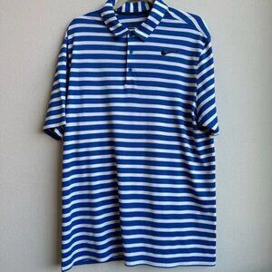 Nike Men's Breathe Navy Blue Striped Golf Shirt Polo XL 833065-480
